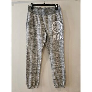 Victoria's Secret PINK Gray Space Marl Logo Joggers Sweatpants Women Medium